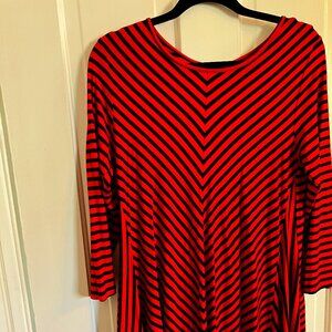 Red and Black Striped Tunic Size S